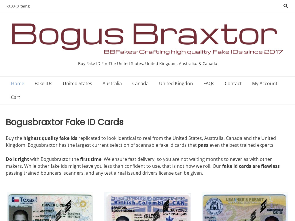 Bogusbraxtor website screenshot.